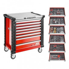 Тележка для мастерской с 8 ящиками красного цвета с 22 вставками на 215 инструментов, JETCM215BNL, Facom [JETCM-RED-215]