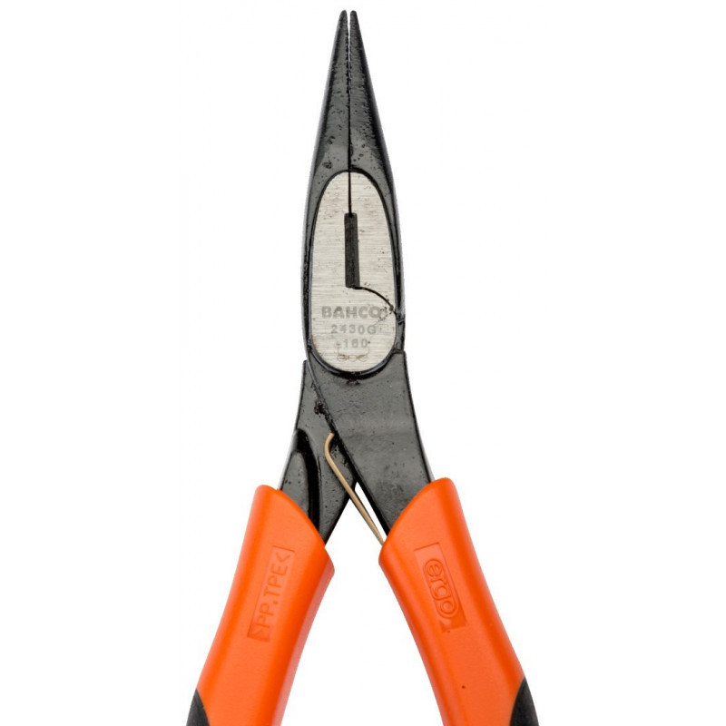 Хромированные длинные полукруглые плоскогубцы 200 мм, многокомпонентная ручка, Bahco [2430 GC-200 IP]
