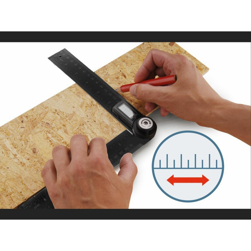 Цифровий транспортир EXTOL зі сталевою лінійкою [ARG 8823510]