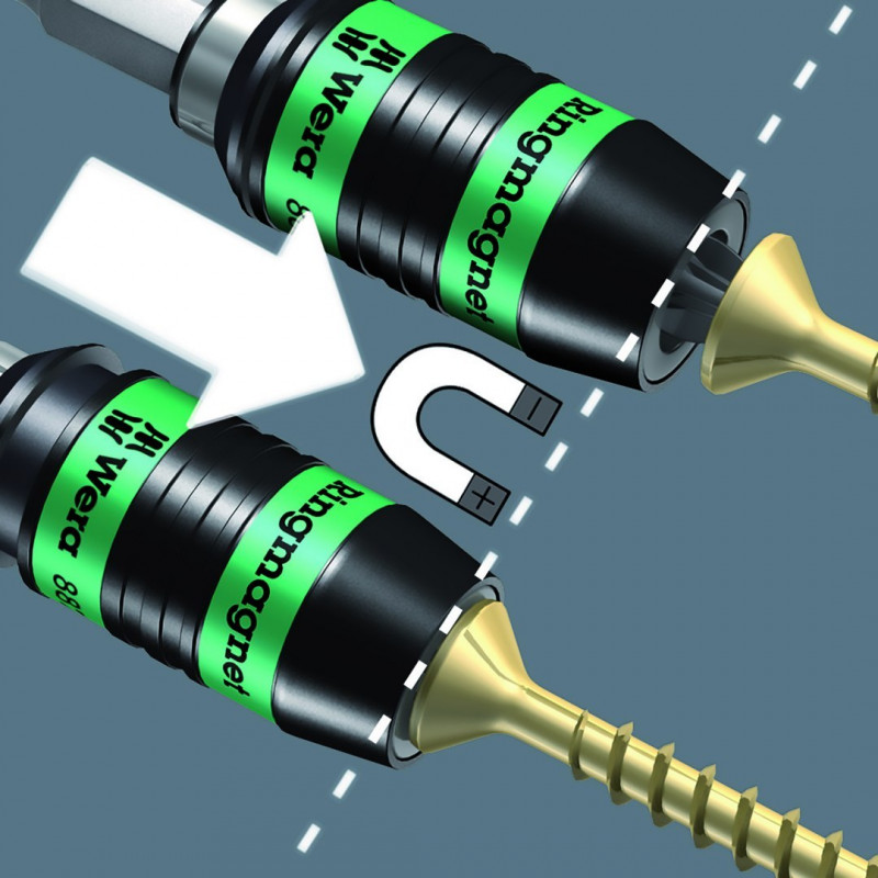 Набор из 30 шт. бит 1/4 с магнитным адаптером Rapidator, Bit-Check 30 Universal 1, WERA [05056440001]