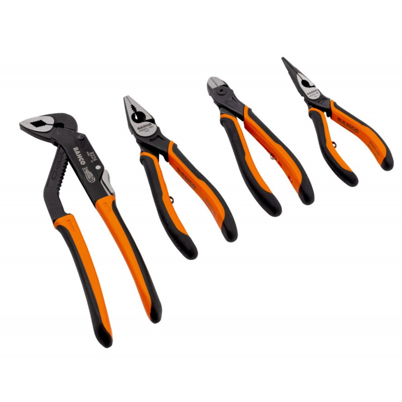 Комплект: 8224 регулируемые плоскогубцы + 2430 длинногубцы + 2628 комбинированные плоскогубцы + 2101G бокорезы, ERGO, Bahco [9897]