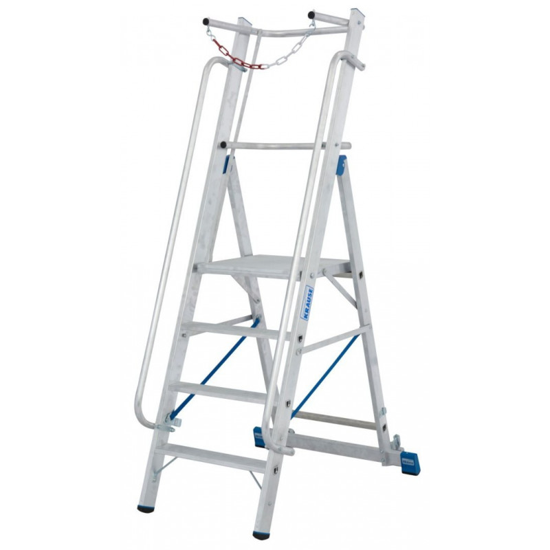 Окремостояча мобільна драбина з великою платформою та захисними поручнями, 4 сходинки, STABILO PROFESSIONAL KRAUSE [127488]