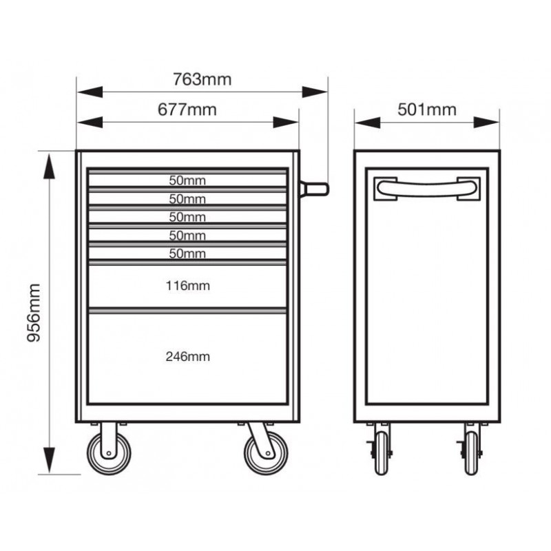 Візок для інструментів Bahco з 7 висувними ящиками з нержавіючої сталі [1470K7SS]