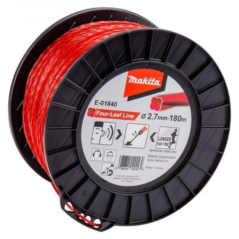 Нейлоновая режущая леска Clover, диаметр 2,7 мм, длина 180 м, Makita [E-01840] для триммеров