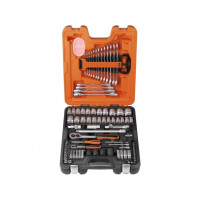 Набір ручних та ударних головок 1/2 та 1/4 + ріжкові, шестигранні та шарнірні торцеві ключі 94 предм. BAHCO [S87+7]