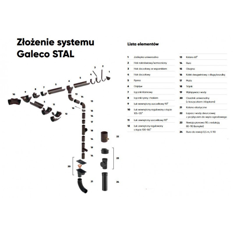 Передній гак GALECO STAL (120) – міцне кріплення ринви в сталевій системі