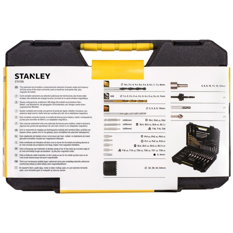 Набір Stanley зі 100 предметів: свердло, насадка, головка та кільцева пилка [STA7205-XJ]
