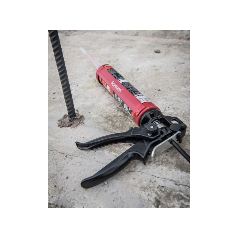 Ручний клейовий пістолет, силіконовий з функцією реверсу та дозатором FORTUM [ARG 4770822] картриджі 225/300 мл