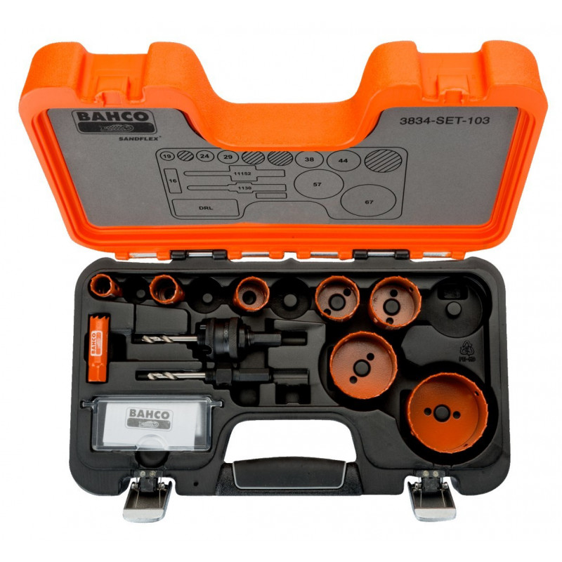 Набор биметаллических коронок Bahco, 11 предметов, для дерева и металла [3834-SET-103]