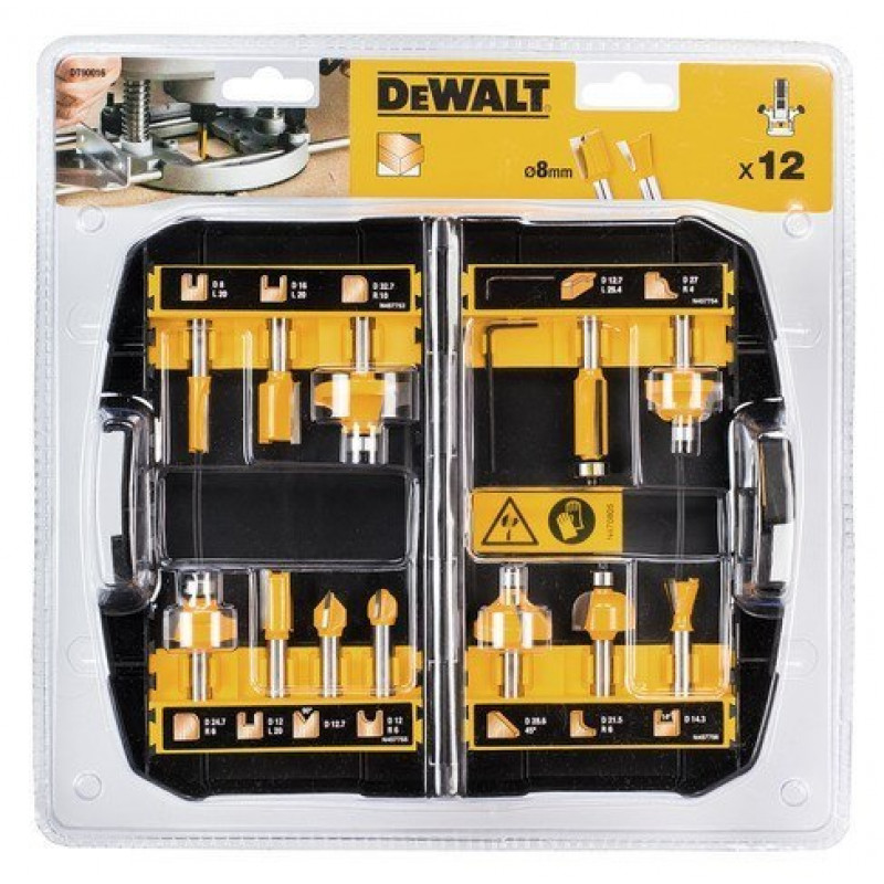 Набір різців HM, хвостовик 8 мм, 12 предметів DeWalt [DT90016-QZ]