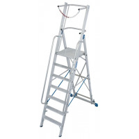 Промышленная отдельностоящая передвижная лестница с большой платформой и защитными перилами, 7 ступеней, STABILO PROFESSIONAL KRAUSE