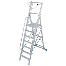 Промислові окремостоячі пересувні драбини з великою платформою та захисними поручнями, 7 сходинок, STABILO PROFESSIONAL KRAUSE