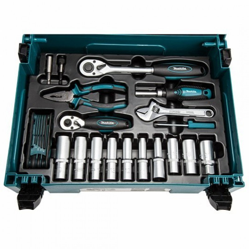 Набір із 87 інструментів та аксесуарів: викрутки, гайкові ключі, біти та головки Makita [E-11542] MAKPAC