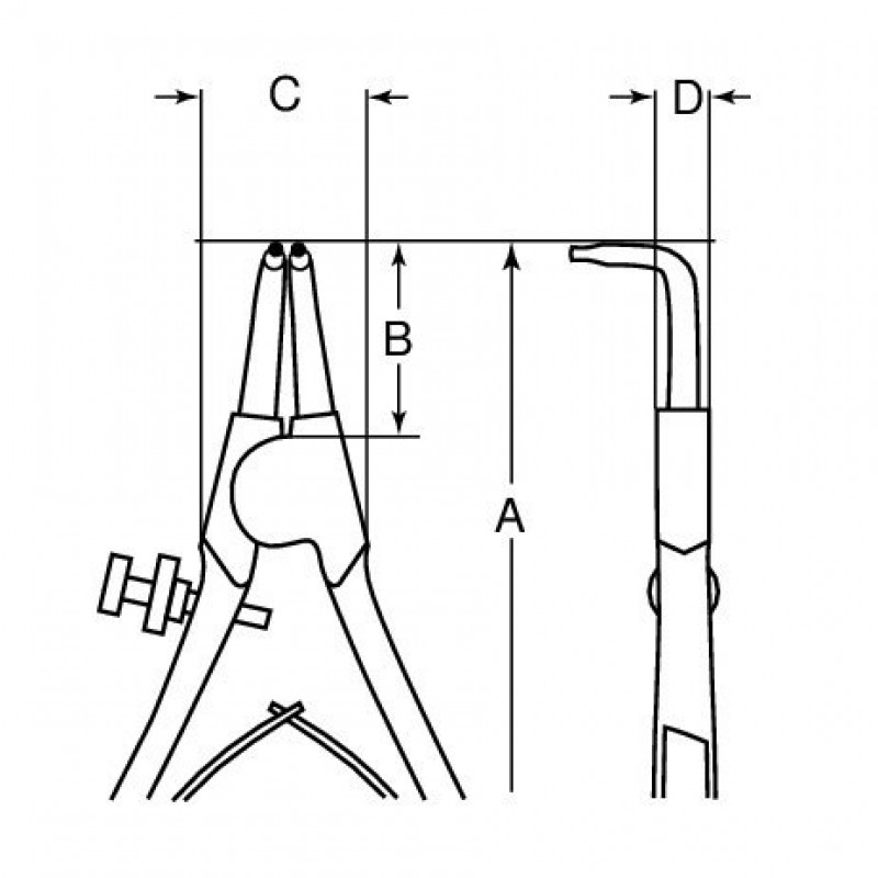 Плоскогубці для стопорних кілець, зовнішні, прямі, діапазон 3-10 мм, Bahco [2464 A3]