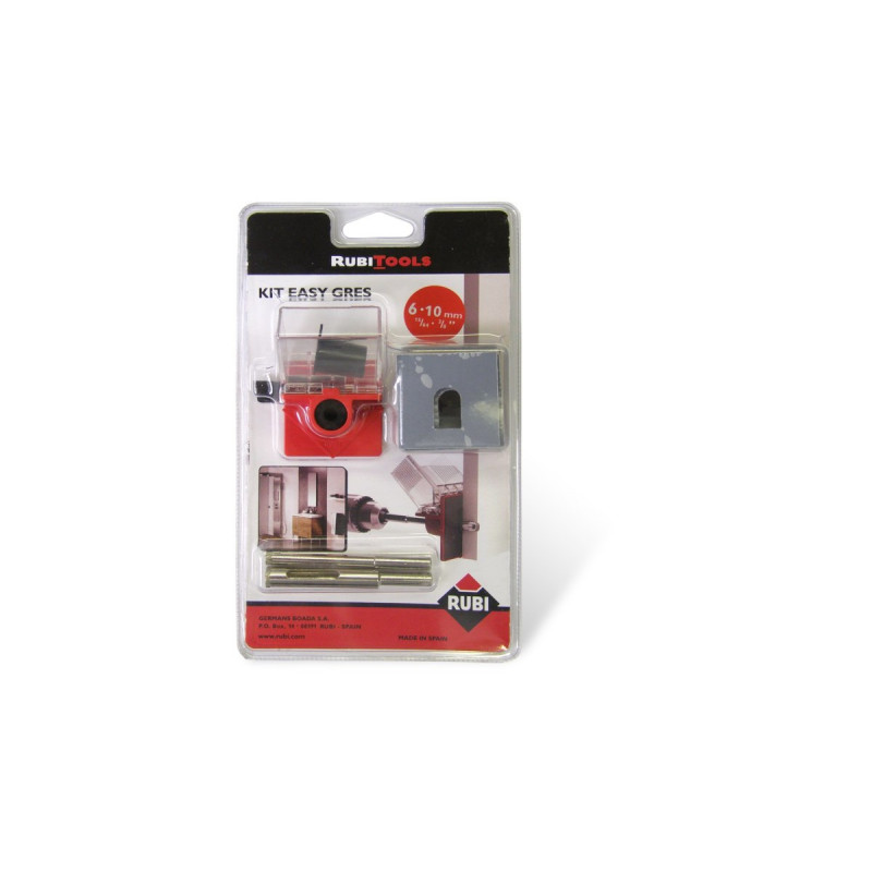 Набір Easy Gres: 2 алмазні свердла для керамічної плитки 6 мм та 10 мм + напрямна з резервуаром для води, Rubi [0491