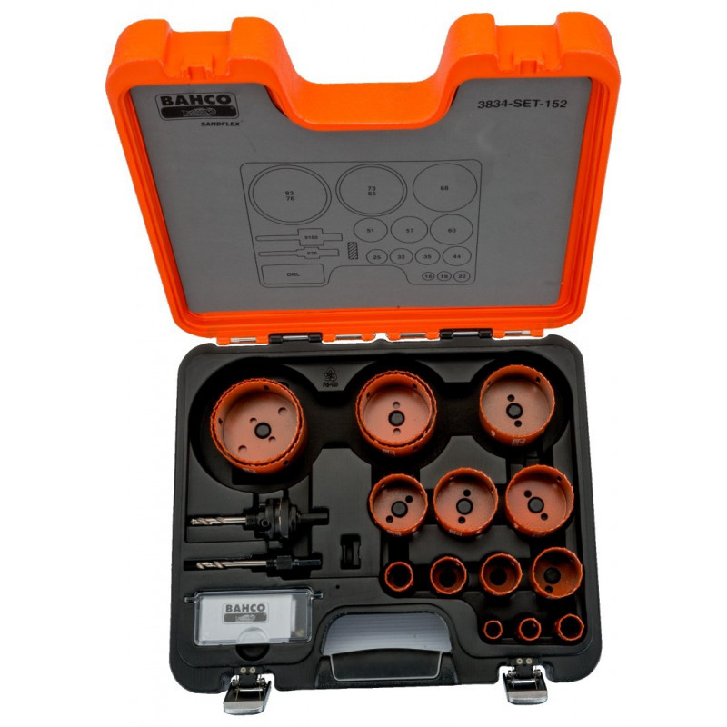Набір біметалевих коронок Bahco, 18 предметів, для дерева та металу [3834-SET-152]