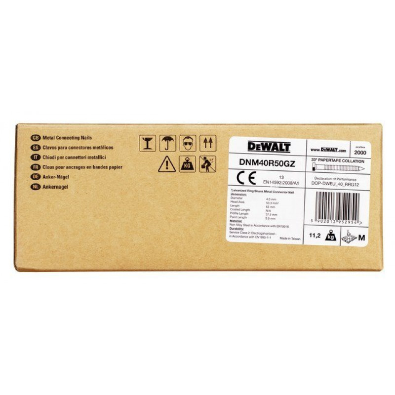 Анкерные гвозди, в бумажной коллекции, кольцевой хвостовик, оцинкованные, 33°, класс 2, диаметр 4,0 мм, длина 50 мм, DeWalt [DNM40R50