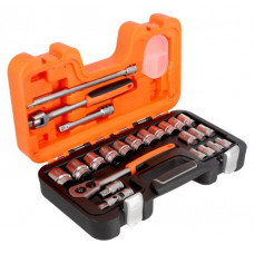 Набір метричних тріскачкових головок BAHCO 1/2, шліцьовий профіль, 24 предм. [S240-SPL]