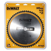 Дисковая пилка для резки древесины 305/30 мм, толщина реза 3,0 мм, 60 зубцов, строительная DeWALT [DT1960-QZ]