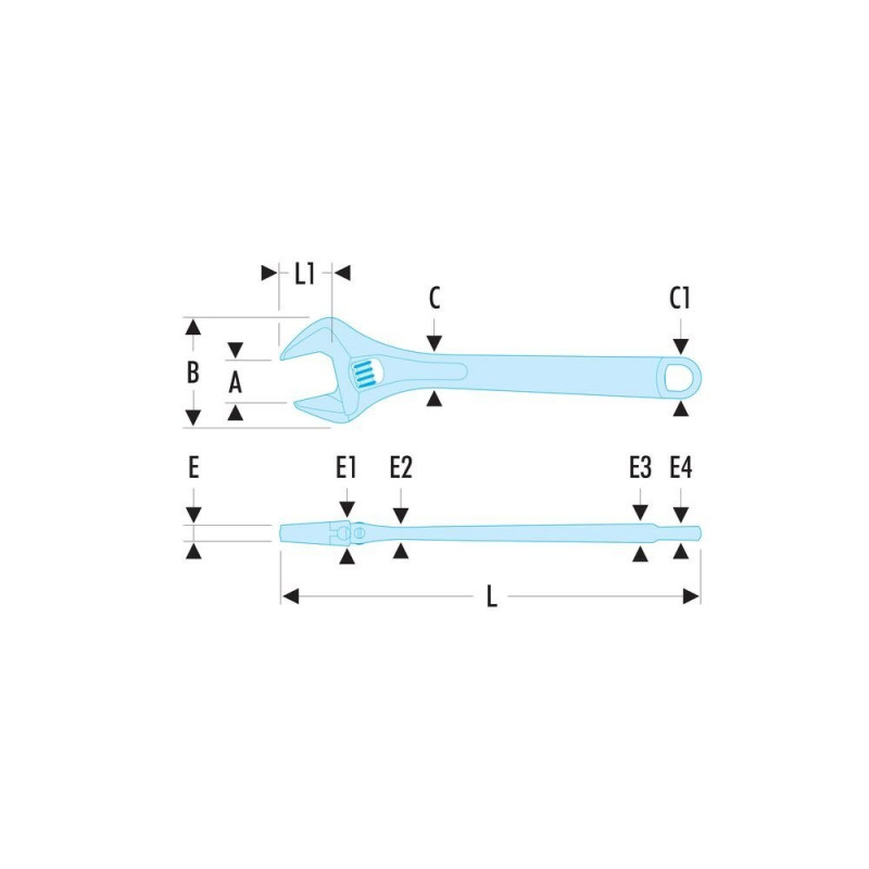 Розвідний шведський ключ 456 мм, відкриття губок 53 мм, Facom [113A.18C] хромований