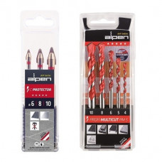 Комплект: 3 шт. свердел для кераміки, порцеляни та скла C PROTECTOR + 5 шт. універсальних свердел Profi MultiCut PM-5, Alpen [0000303