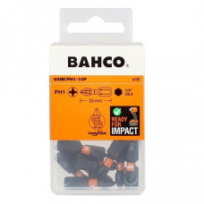 Набір із 10 шт. ударних біт 1/4 дюйма для гвинтів Philips PH1/25 мм, Bahco [66IM/PH1-10P]