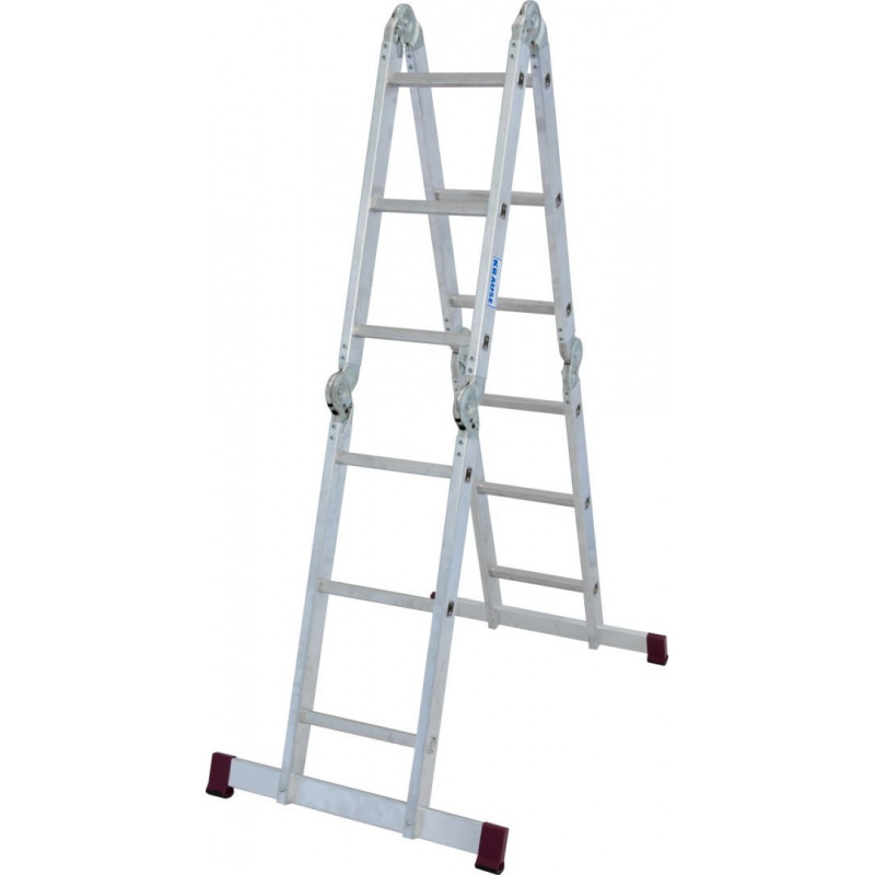Четырехсекционная шарнирная алюминиевая стремянка + 2 платформы CORDA KRAUSE [085214] 4x3 ступеньки