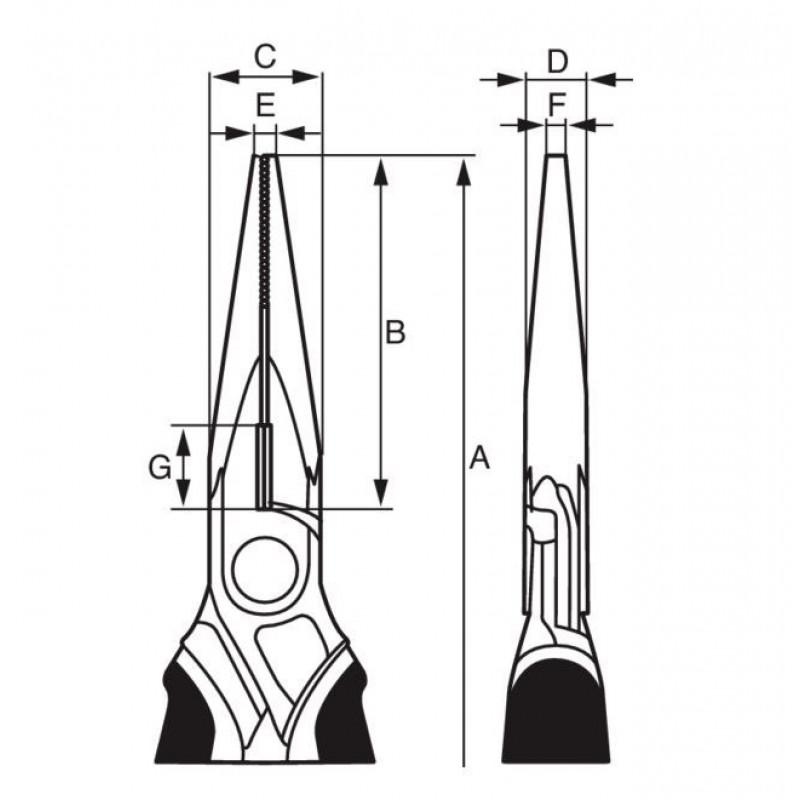 Хромовані довгі напівкруглі плоскогубці 140 мм, багатокомпонентна ручка, Bahco [2430 GC-140 IP]